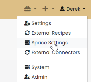 Tandoor Recipes Space Settings Menu