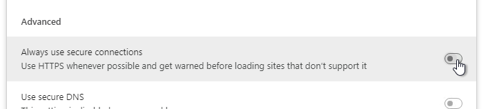 Always use secure connections