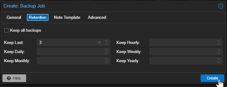 Proxmox Backup Retention Settings