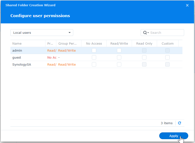 Synology Shared Folder Permission Settings