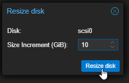 Proxmox GiB Input Field