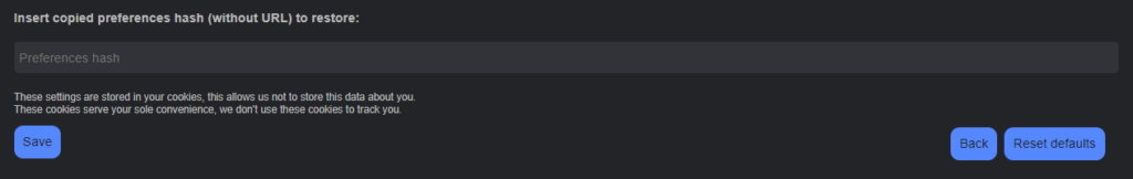 SearXNG Restore Preferences Hash