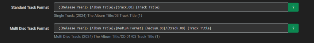 Lidarr Track Format Configuration