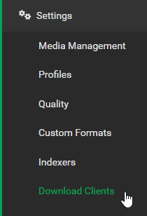 Lidarr Download Clients Settings