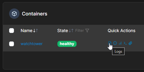Watchtower Logs in Portainer