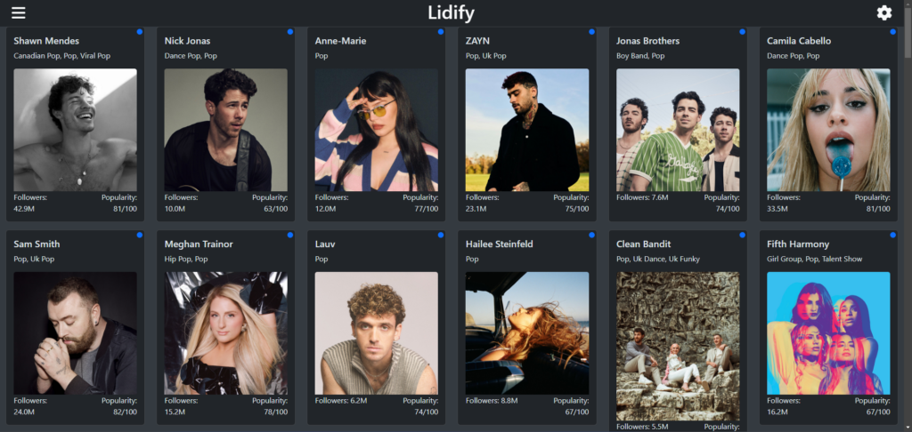 Lidify Recommended Artists Results