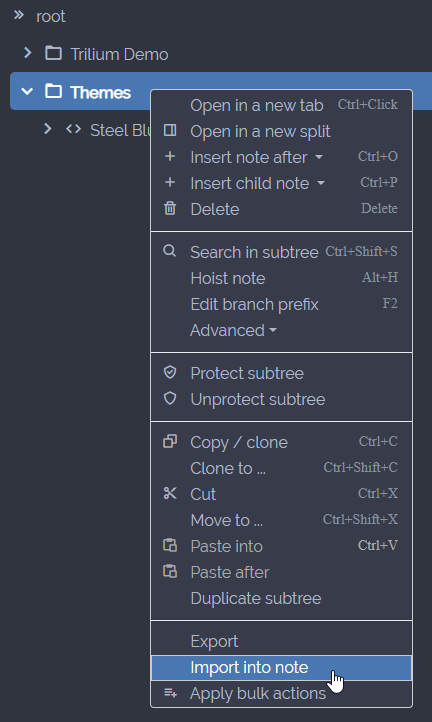 Trilium Import into Note