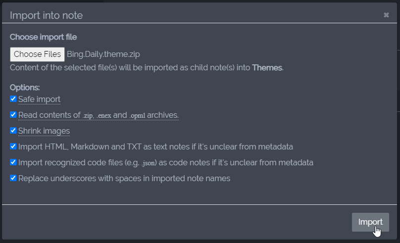 Trilium Import Theme Zip File