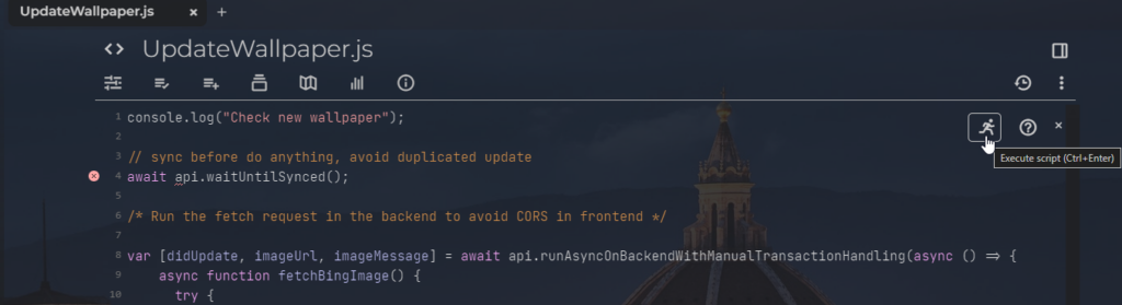 Trilium UpdateWallpaper Script Execution