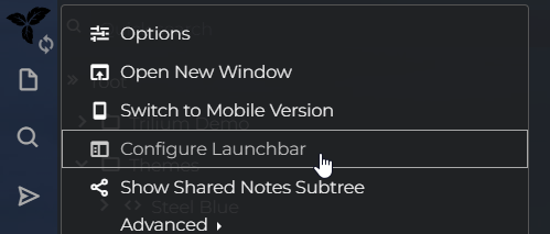 Trilium Configure Launchbar