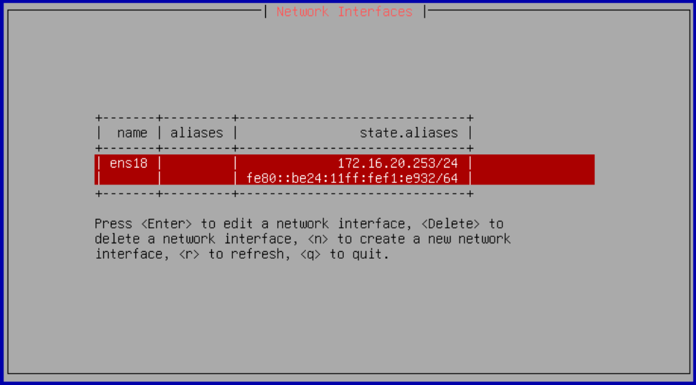 TrueNAS Network Interfaces Screen
