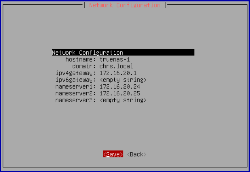 TrueNAS Hostname Gateway DNS Configuration