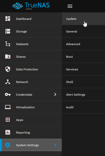 TrueNAS System Settings Update