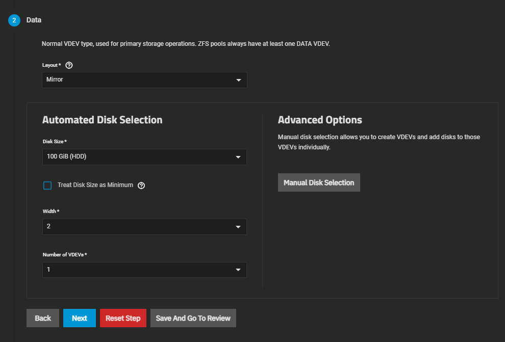 TrueNAS Pool Automatic Sizing