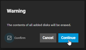 TrueNAS Pool Creation Erase Warning