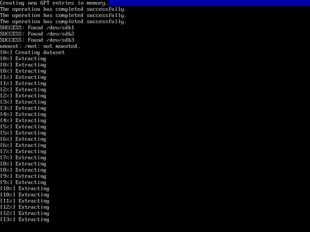 TrueNAS Installation Progress