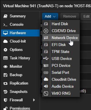 Proxmox Add Network Device