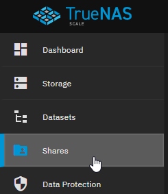 TrueNAS Shares Menu