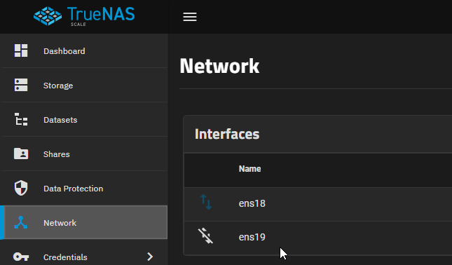TrueNAS Network Interface Unconfigured