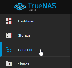 TrueNAS Datasets Menu