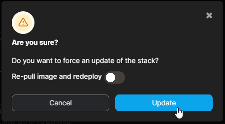 Portainer Confirm Stack Update