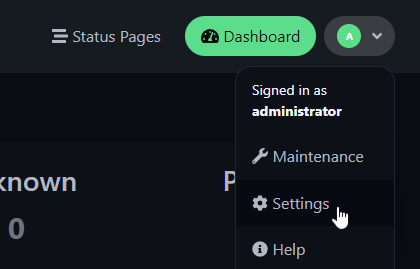 Uptime-Kuma Settings Navigation