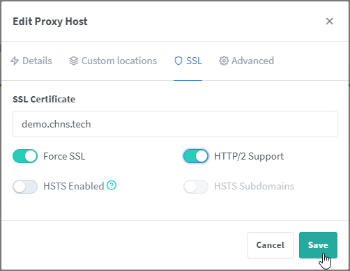 Nginx Proxy Manager Re-enable SSL Settings
