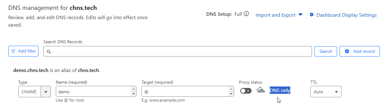 Cloudflare DNS Configuration