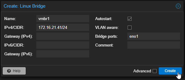 Create Linux Bridge Interface