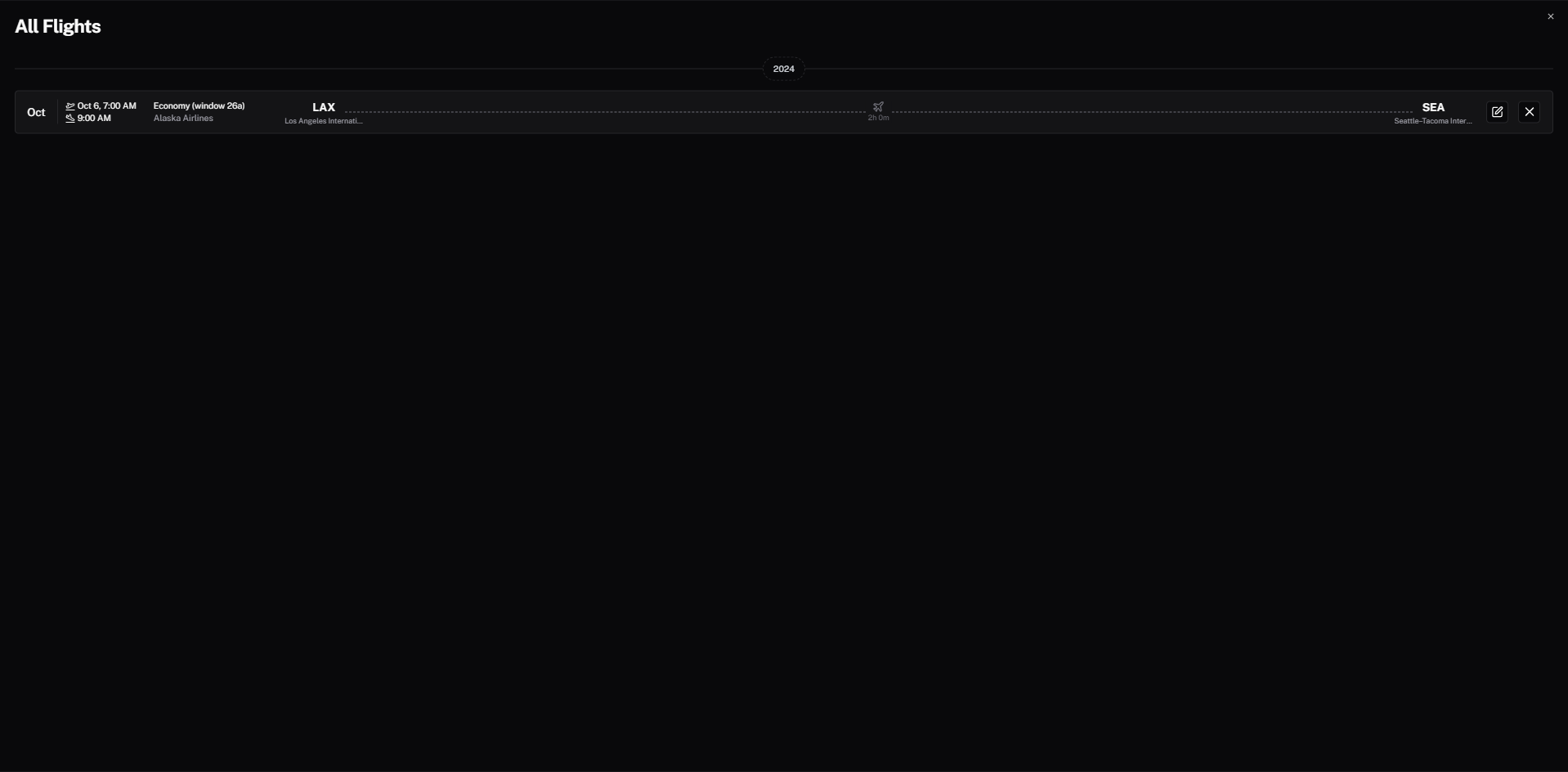 AirTrail All Flights List View