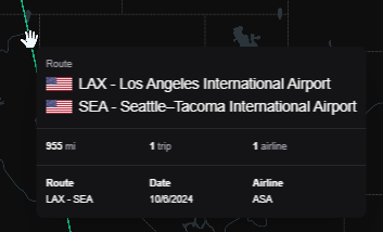 AirTrail Route Hover Information
