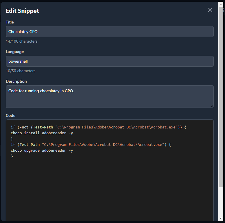 ByteStash Add Snippet Form