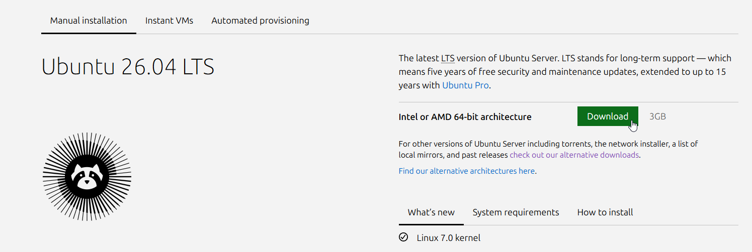 Ubuntu Server Download Page