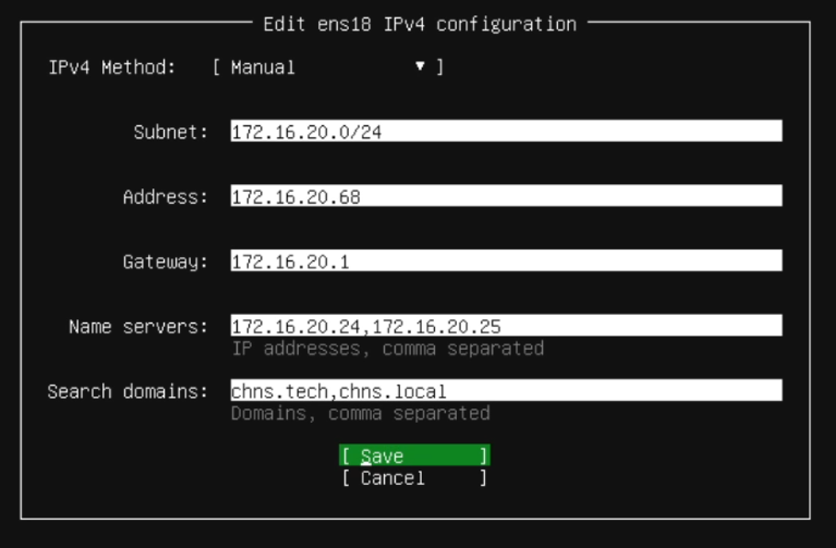 Manual IPv4 Configuration Form