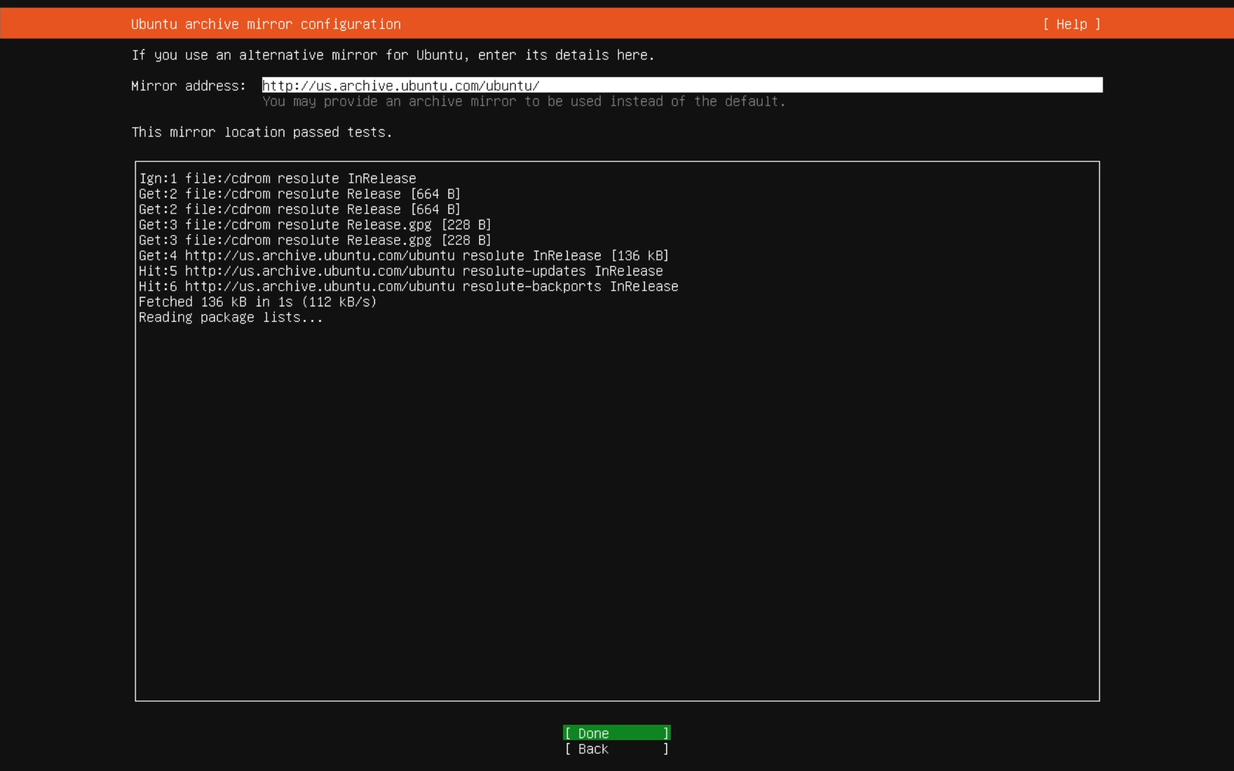 Ubuntu Archive Mirror Configuration with Test Results
