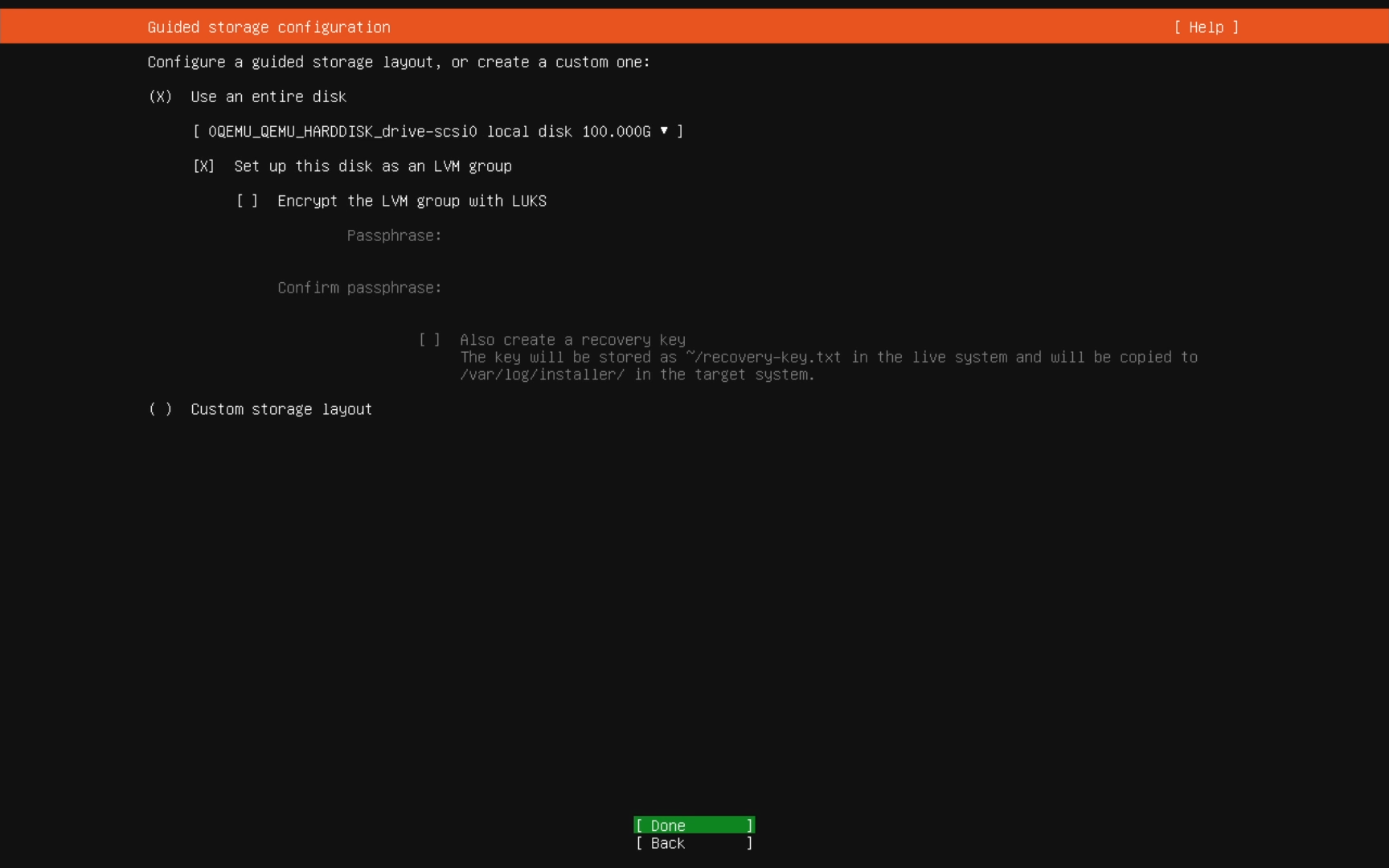Guided Storage Configuration Screen