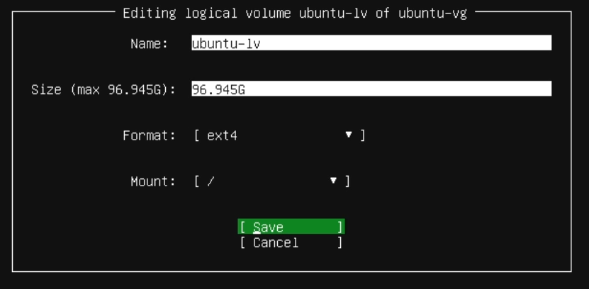 Partition Size Edit Dialog
