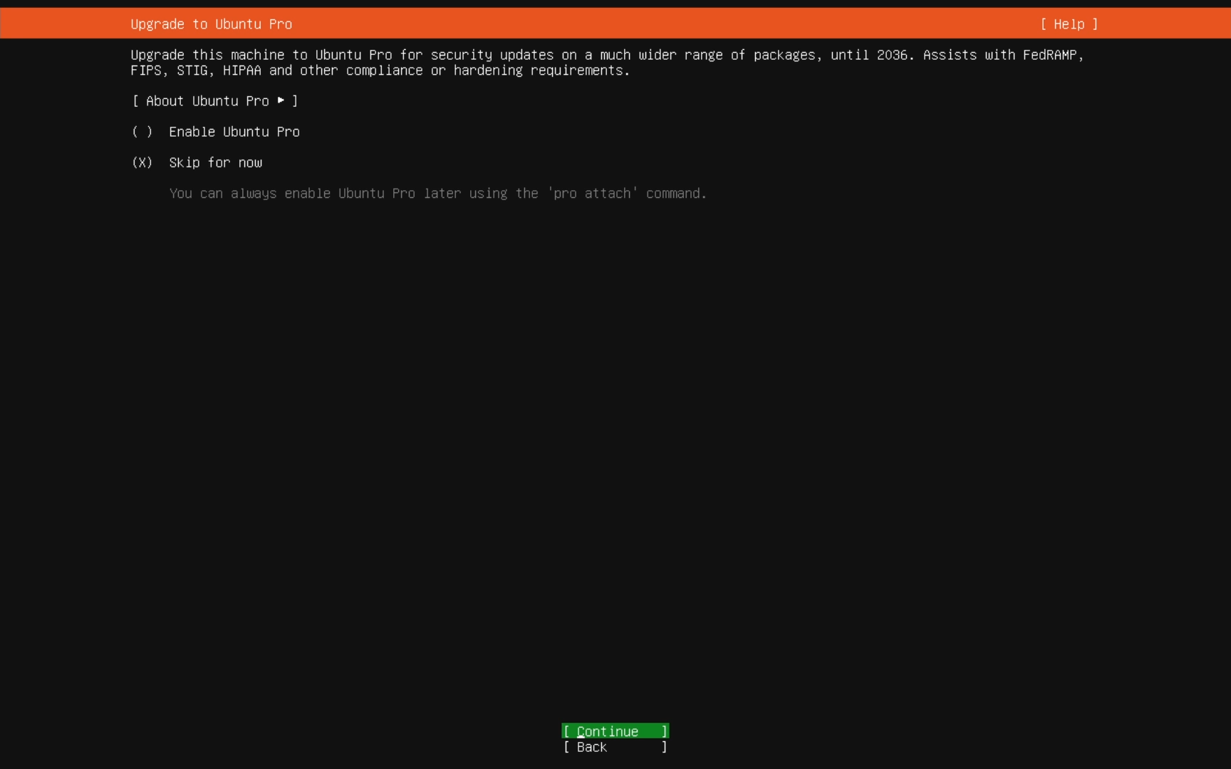 Ubuntu Pro Upgrade Offer Screen