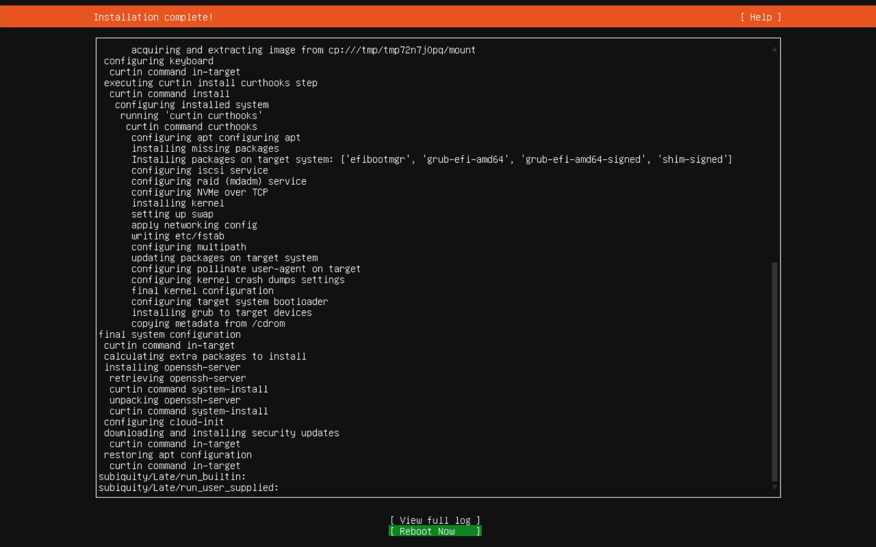 Installation Complete Screen
