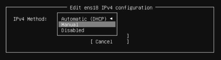 Manual IP Configuration Option