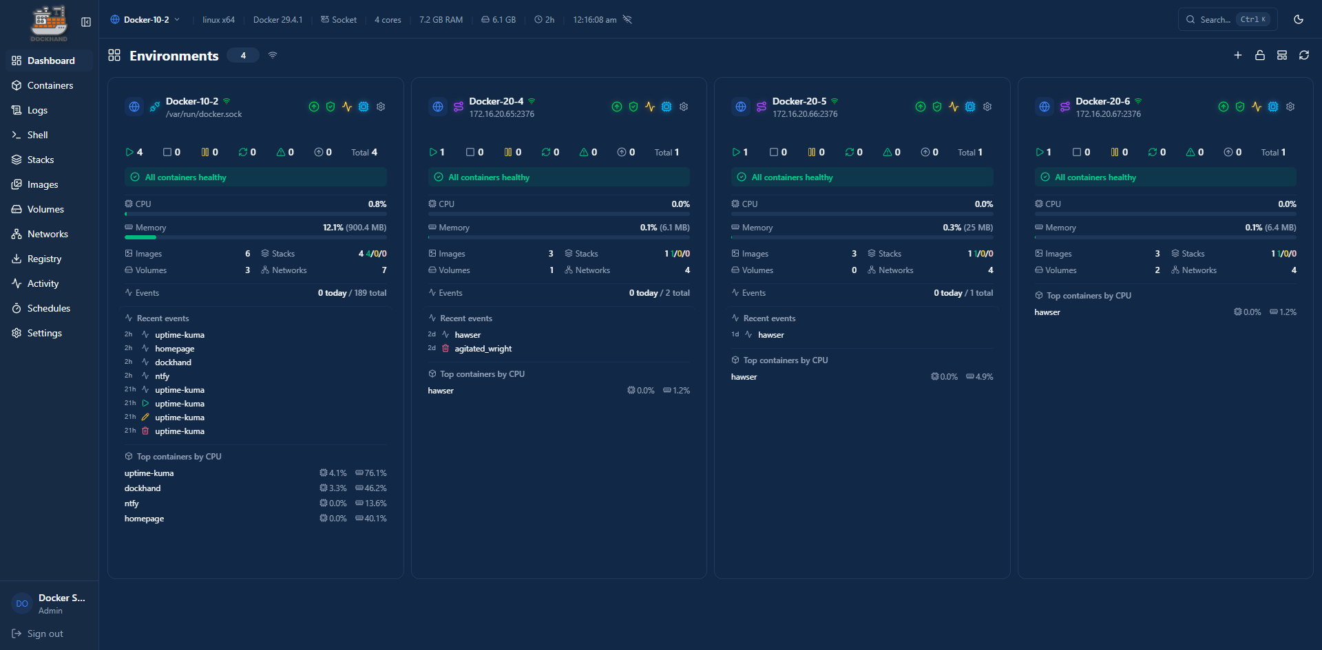 Dockhand environment management