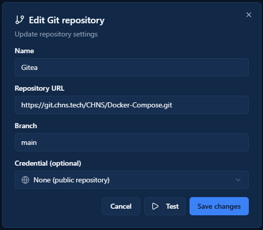 Dockhand Git integration settings