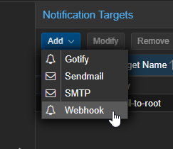 Add Webhook Endpoint option in Proxmox
