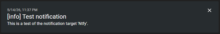 Test notification received in Ntfy app