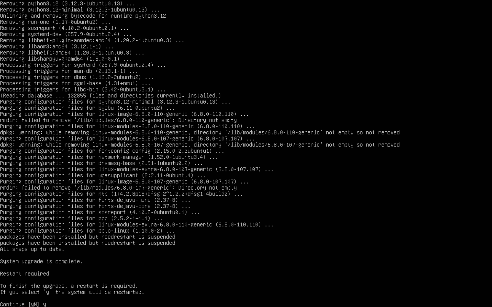 System Upgrade Complete Restart Prompt