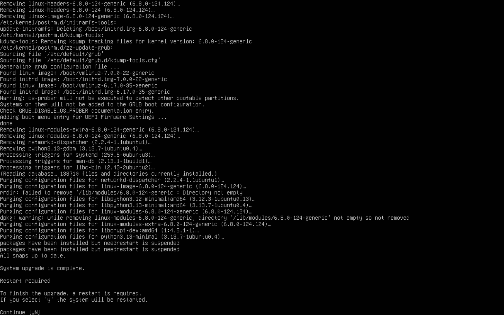Second Upgrade Complete Restart Prompt