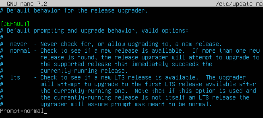 Release Upgrades File Prompt Setting