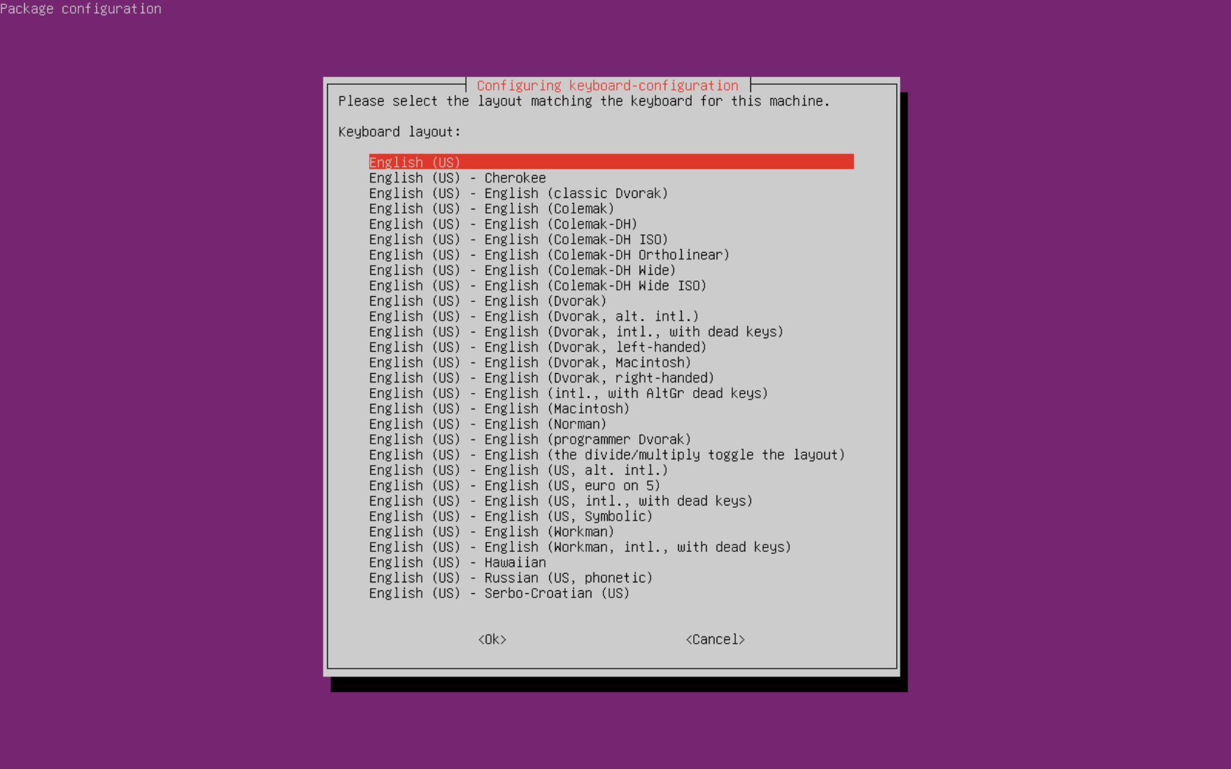 Keyboard Layout Configuration Prompt