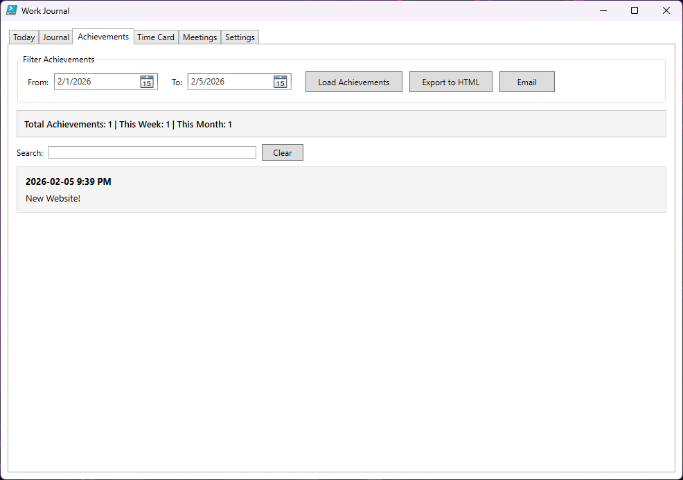Work Journal Screenshot 3