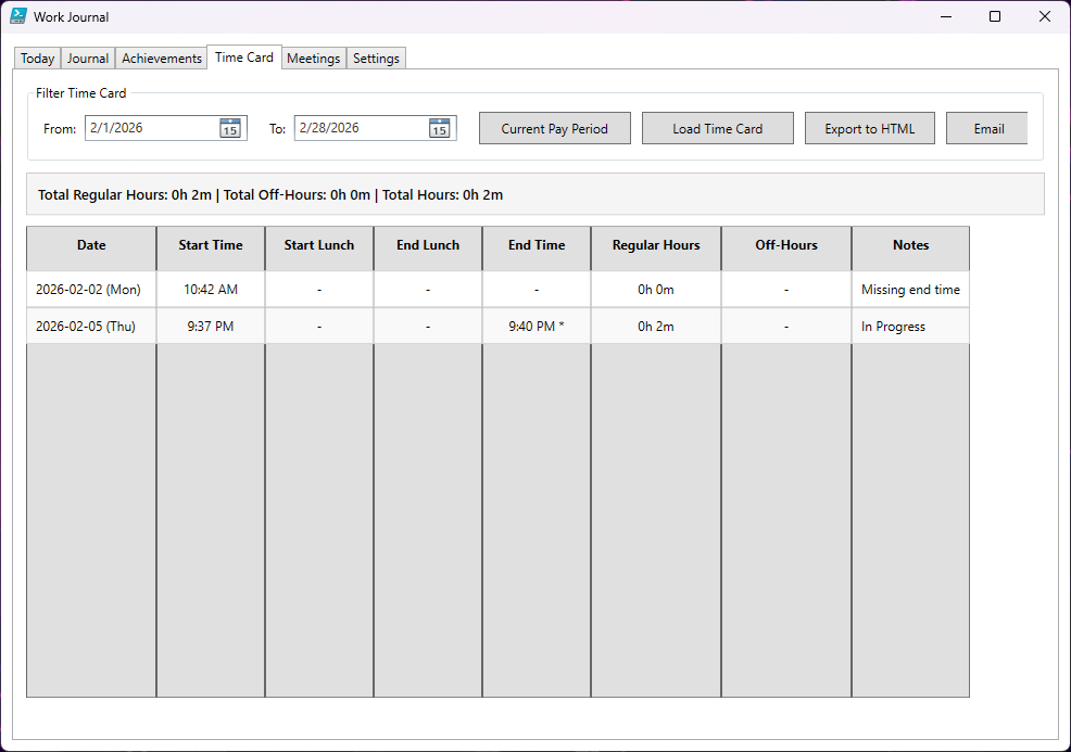 Work Journal Screenshot 4